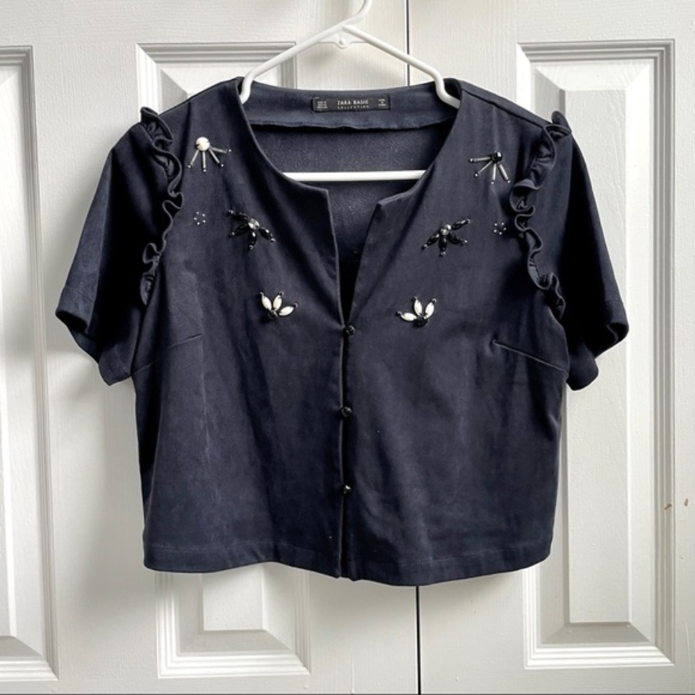 Zara Bolero Beaded Jacket Black